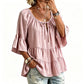 Women's 3/4 Bell Sleeve Tiered Ruffle Top