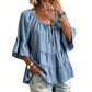 Women's 3/4 Bell Sleeve Tiered Ruffle Top