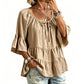 Women's 3/4 Bell Sleeve Tiered Ruffle Top