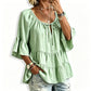 Women's 3/4 Bell Sleeve Tiered Ruffle Top