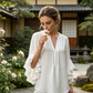 Women's Casual V-Neck Ruffled Top