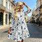 Women's Floral Print V-Neck Tiered Dress