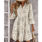 Women's Floral Print V-Neck Tiered Dress