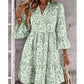 Women's Floral Print V-Neck Tiered Dress