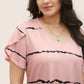 👕 Női Plus Size Csíkos Rövid Ujjú V-Nyakú Póló