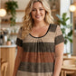 Women's Plus Size Pleated Color Block T-Shirt