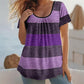 Women's Plus Size Pleated Color Block T-Shirt