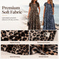 👗 Női Leopárdmintás Maxi Ruha Zsebekkel, Casual Rövid Ujjú Hosszú Ruha