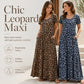 👗 Női Leopárdmintás Maxi Ruha Zsebekkel, Casual Rövid Ujjú Hosszú Ruha