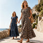 👗 Női Leopárdmintás Maxi Ruha Zsebekkel, Casual Rövid Ujjú Hosszú Ruha