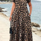👗 Női Leopárdmintás Maxi Ruha Zsebekkel, Casual Rövid Ujjú Hosszú Ruha