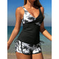 🩳 Trópusi Mintás Magas Derekú Tankini és Rövidnadrág Szett