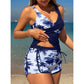 🩳 Trópusi Mintás Magas Derekú Tankini és Rövidnadrág Szett