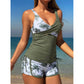 🩳 Trópusi Mintás Magas Derekú Tankini és Rövidnadrág Szett