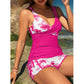 🩳 Trópusi Mintás Magas Derekú Tankini és Rövidnadrág Szett