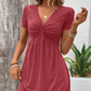 👗 Női V-nyakú rövid ujjú ruha