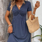 👗 Női V-nyakú rövid ujjú ruha