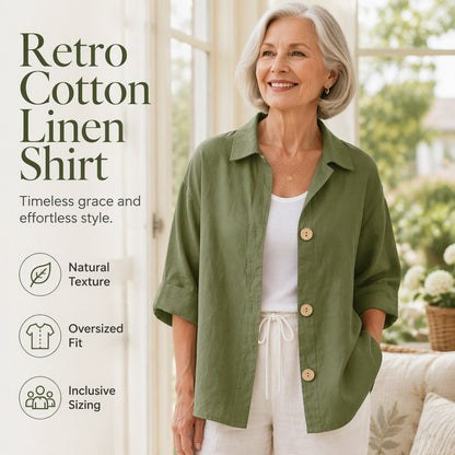 Women's Retro Loose-Fit Button-Down Shirt
