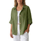 Women's Retro Loose-Fit Button-Down Shirt