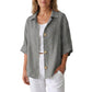 Women's Retro Loose-Fit Button-Down Shirt