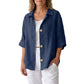 Women's Retro Loose-Fit Button-Down Shirt
