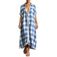 Women's Plaid Button-Down Maxi Shirt Dress