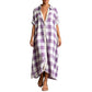Women's Plaid Button-Down Maxi Shirt Dress