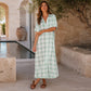 Women's Plaid Button-Down Maxi Shirt Dress