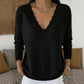 Women's Scalloped V-Neck Knit Sweater