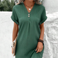 👗 Egyszerű egyszínű V-nyakú rövid ujjú ruha nőknek