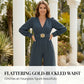 🔗 Elegáns V-nyakú, széles szárú jumpsuit övvel
