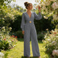 🔗 Elegáns V-nyakú, széles szárú jumpsuit övvel