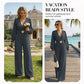 🔗 Elegáns V-nyakú, széles szárú jumpsuit övvel