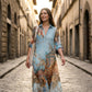 👗 Női Elegáns Retro Mintás Maxiruha