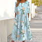 Women’s Elegant Floral Print Round-Neck Long Dress