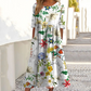Women’s Elegant Floral Print Round-Neck Long Dress
