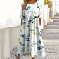 Women’s Elegant Floral Print Round-Neck Long Dress