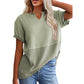 Women's Casual V-neck Patchwork Short-Sleeved Shirt