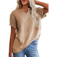 Women's Casual V-neck Patchwork Short-Sleeved Shirt
