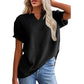 Women's Casual V-neck Patchwork Short-Sleeved Shirt