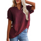 Women's Casual V-neck Patchwork Short-Sleeved Shirt