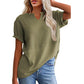Women's Casual V-neck Patchwork Short-Sleeved Shirt