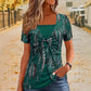 Women's Retro Square-Neck Leopard Print Mock 2-Piece Short Sleeve Top