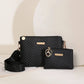 Women Wave Embossed Crossbody Bag Set Wide Strap Commuter Shoulder Bag