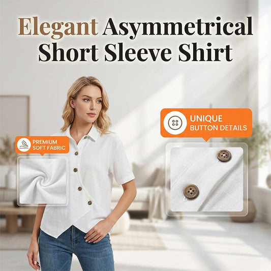 ✨ 👕 Női blúz gombokkal, aszimmetrikus, rövid ujjal