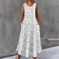 Women's Floral Print Sleeveless Maxi Dress with Pockets