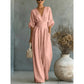 Women's V-Neck High Waist Wide Leg Jumpsuit