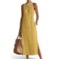 Women Halter Lace Panel Midi Dress