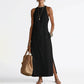 Women Halter Lace Panel Midi Dress