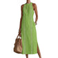 Women Halter Lace Panel Midi Dress